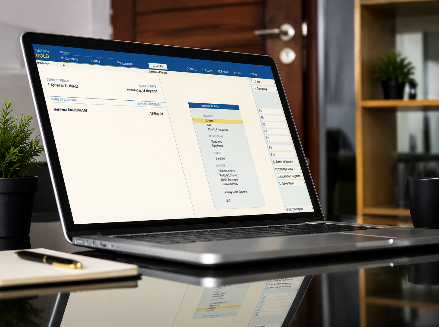 TallyPrime financial dashboard with business performance insights